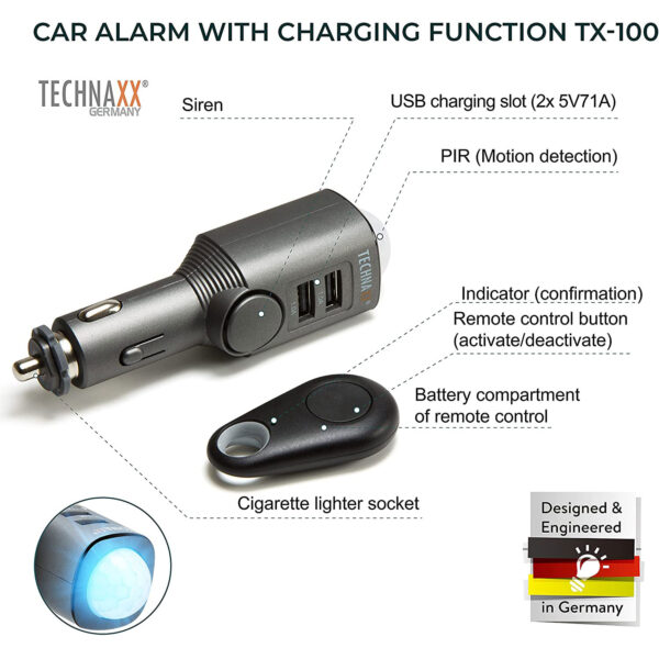 Technaxx car Alarm with Charging Function TX-100 – Image 2