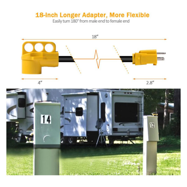 Adaptateur SnowyFox RV 15 A vers 50 A - 15 mâle – Image 3